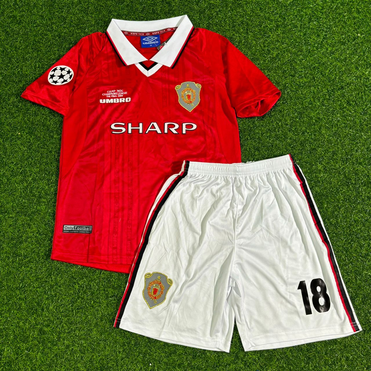 Paul Scholes Manchester United 1999 CL Final Kids Retro Football Jersey Kit