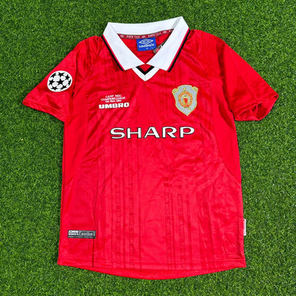 Paul Scholes Manchester United 1999 CL Final Kids Retro Football Jersey Kit