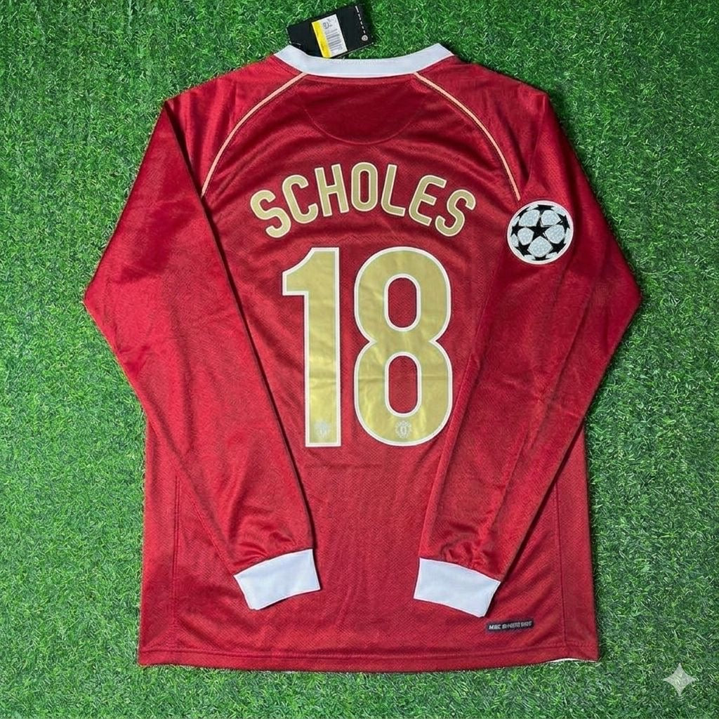 Paul Scholes #18 Manchester United 2006 2007 Red Golden Football Jersey