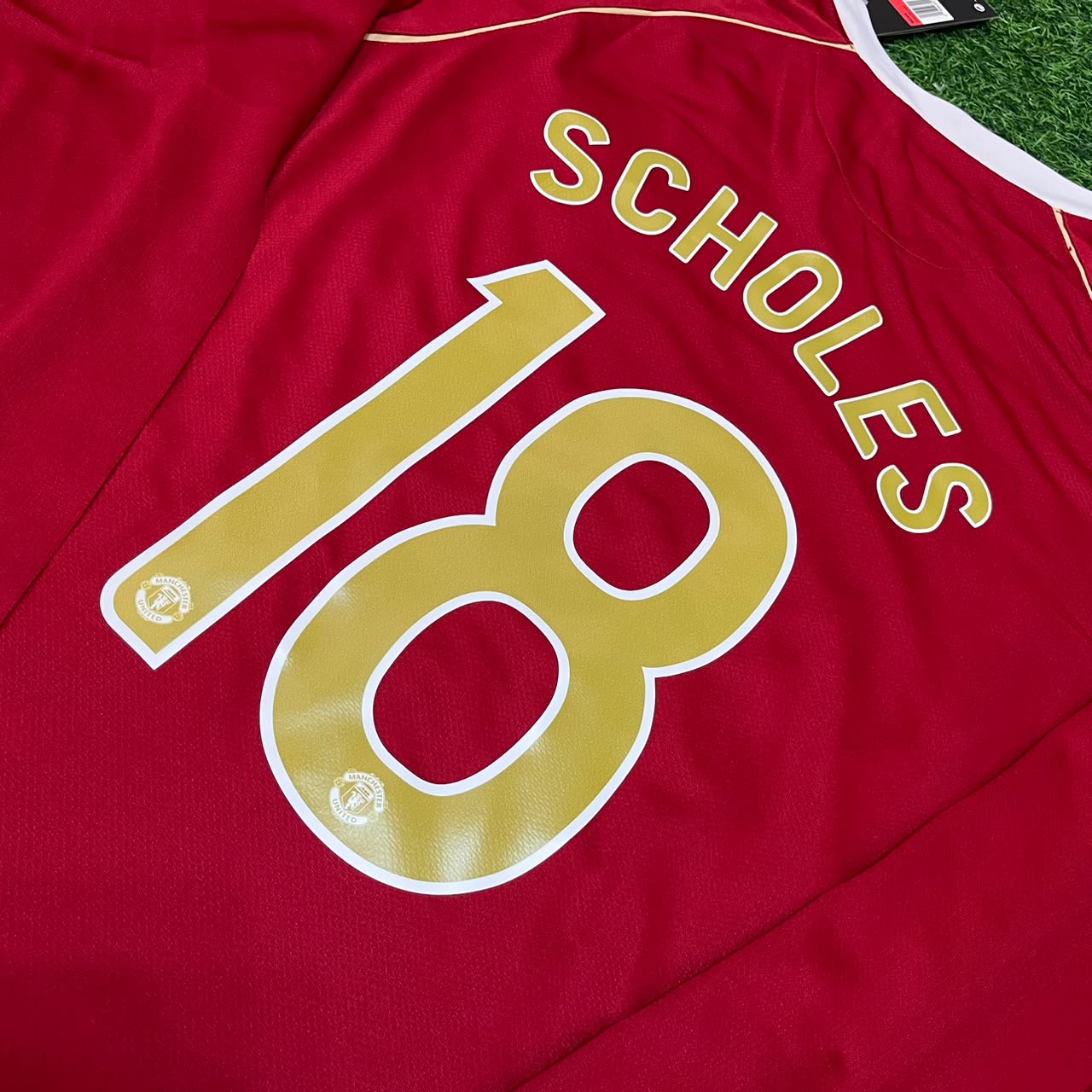 Paul Scholes #18 Manchester United 2006 2007 Red Golden Football Jersey