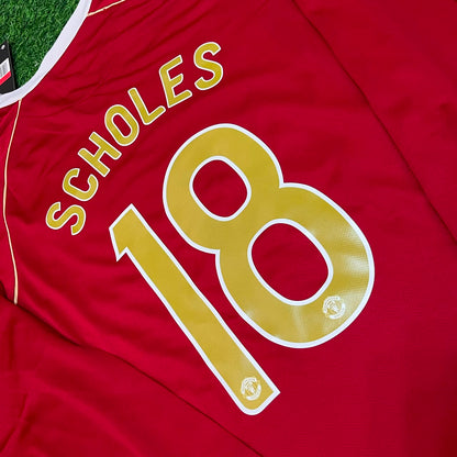 Paul Scholes #18 Manchester United 2006 2007 Red Golden Football Jersey