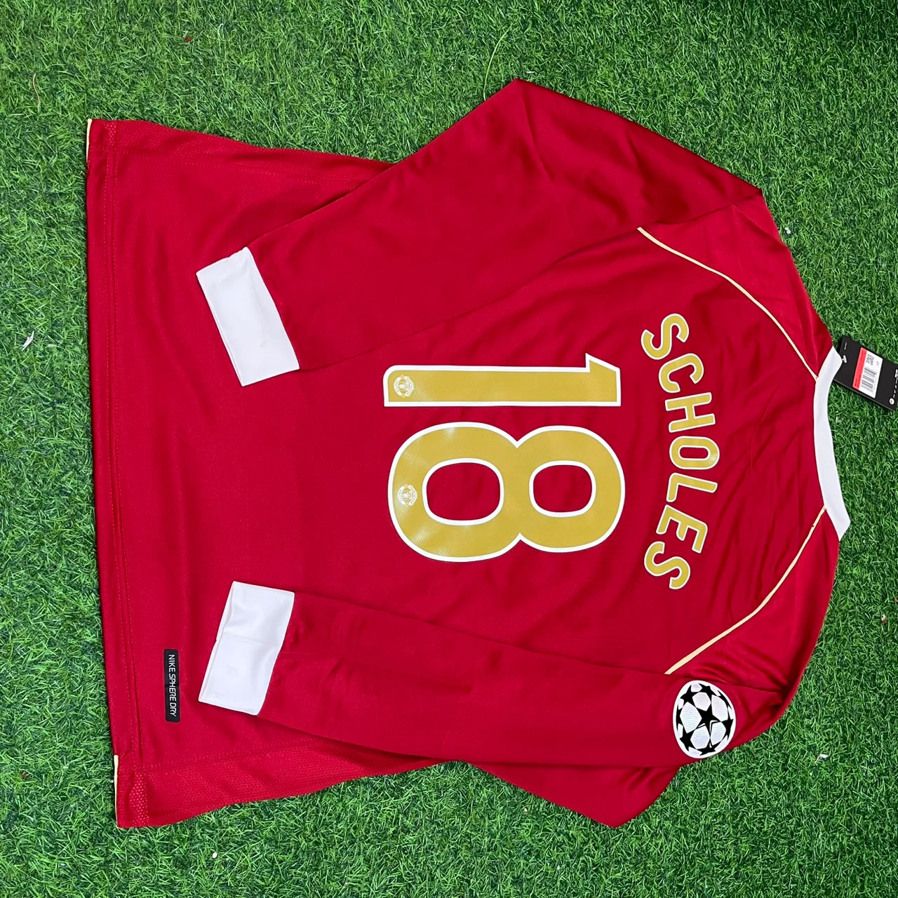 Paul Scholes #18 Manchester United 2006 2007 Red Golden Football Jersey