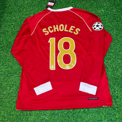 Paul Scholes #18 Manchester United 2006 2007 Red Golden Football Jersey