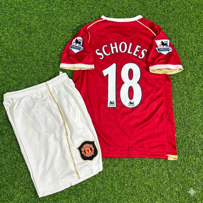 Paul Scholes #18 Manchester United 2006-2007 Kids Home Football Jersey Kit