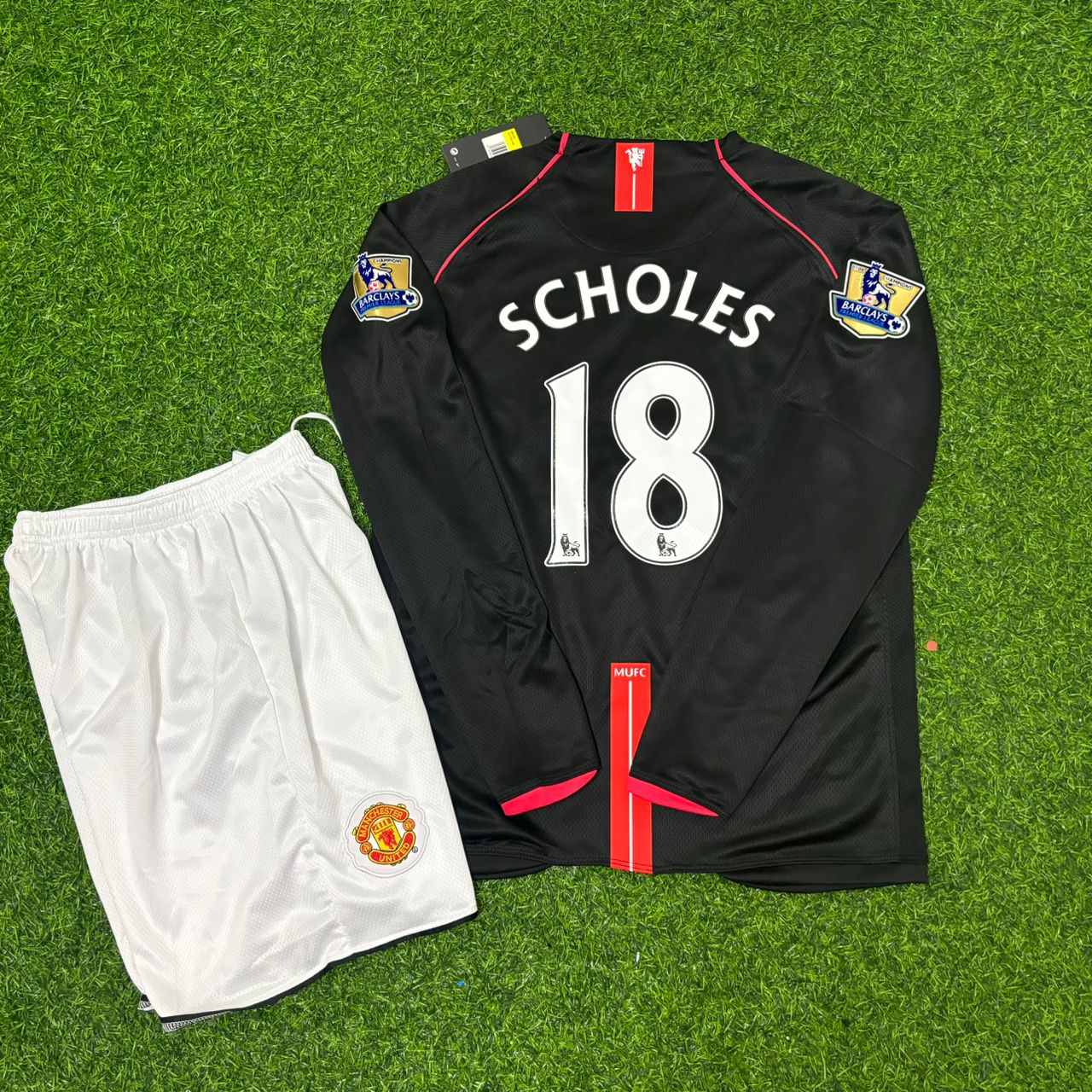 Paul Scholes Manchester United 2007/2008 EPL Black Kids Football Jersey Kit