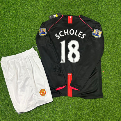 Paul Scholes Manchester United 2007/2008 EPL Black Kids Football Jersey Kit