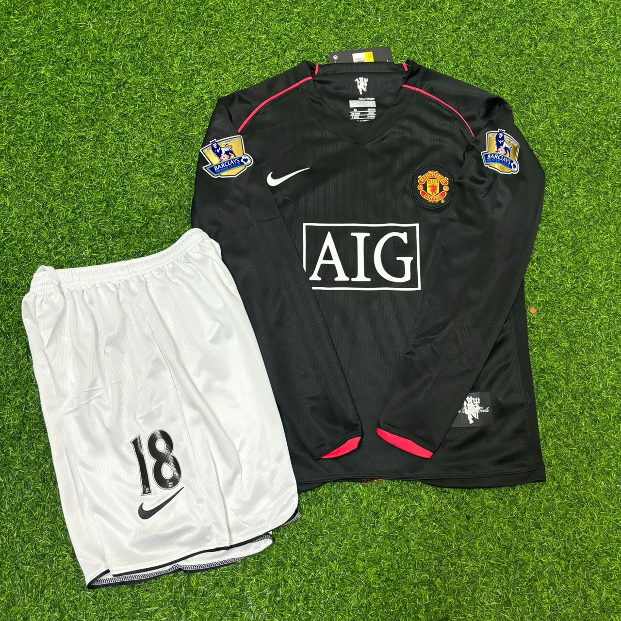 Paul Scholes Manchester United 2007/2008 EPL Black Kids Football Jersey Kit