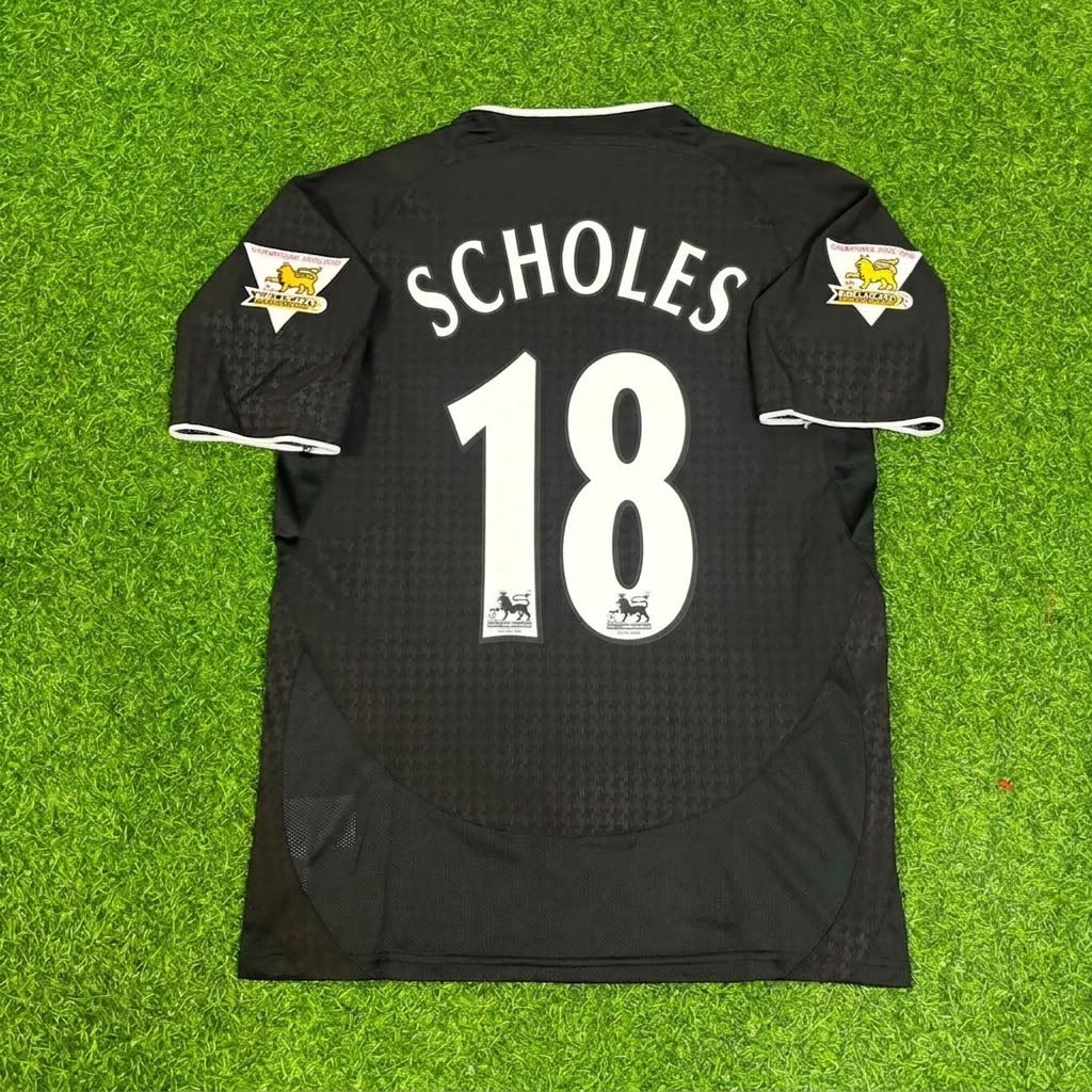 Paul Scholes Manchester United 2003 2004 Away Black Retro Football Jersey