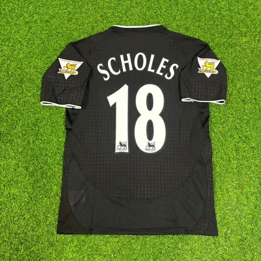 Paul Scholes Manchester United 2003 2004 Away Black Retro Football Jersey