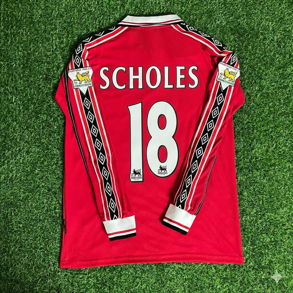 Paul Scholes 18 - Manchester United 1999 Red Long Sleeve Football Jersey Kit
