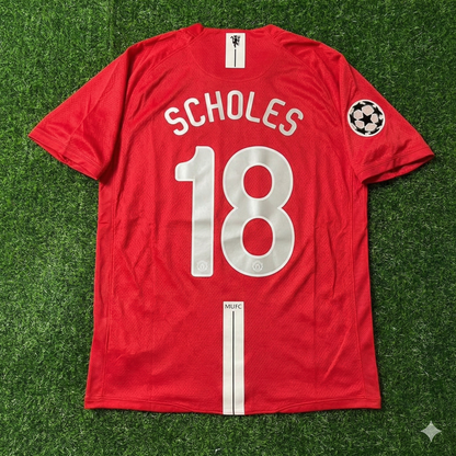 Paul Scholes Manchester United Champions League Final Moscow 2008 Retro Red Football Shirt Jersey