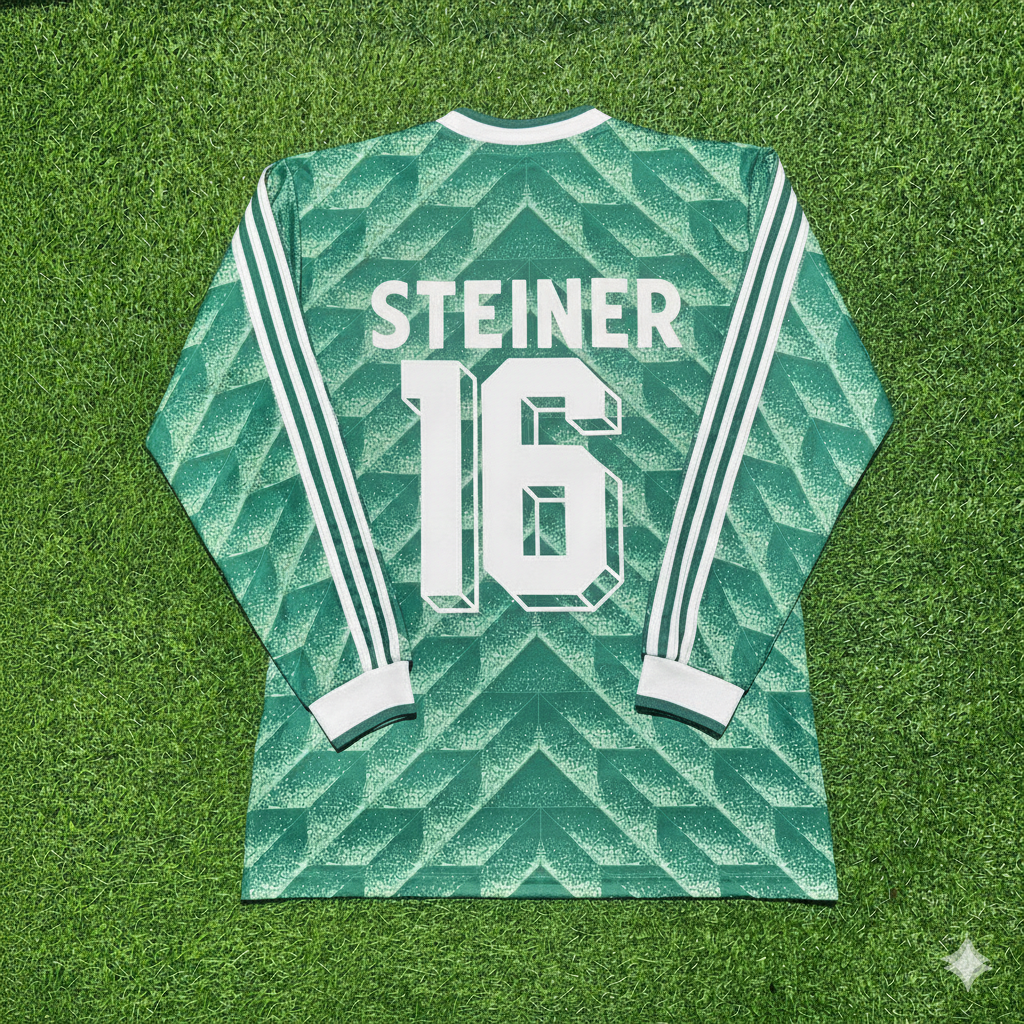 Germany World Cup 1990 Paul Steiner Green Long Sleeve Football Jersey