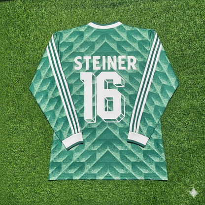 Germany World Cup 1990 Paul Steiner Green Long Sleeve Football Jersey