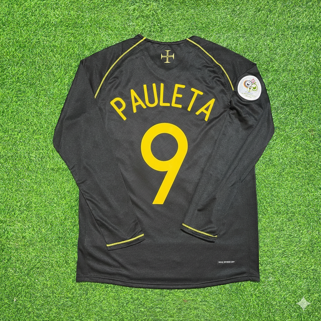Portugal World Cup 2006 Pauleta Long Sleeve Black Retro Football Jersey