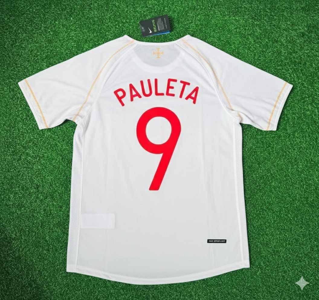 Pauleta Portugal 2002 Retro White Debut Football Jersey Kit