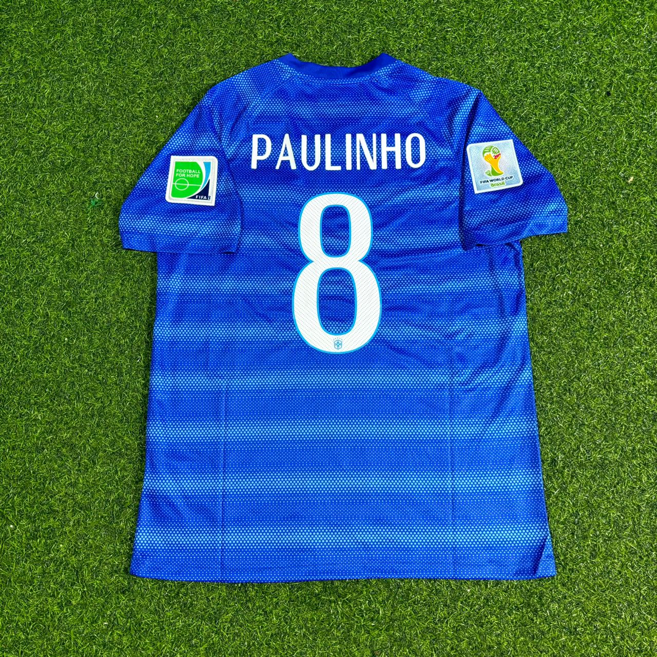 Brazil World Cup 2014 Paulinho 8- Retro Blue Jersey Trikot