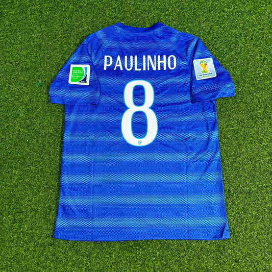 Brésil Coupe du Monde 2014 Paulinho 8 - Maillot Rétro Bleu