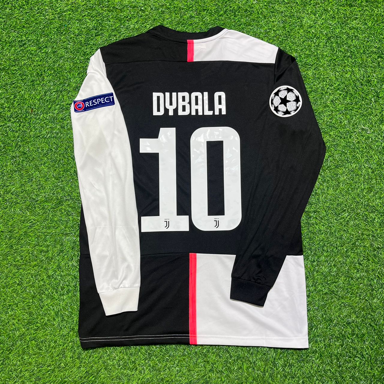 Paulo Dybala 10- Juventus Long Sleeve 2019 2020 Retro White Black Football Jersey