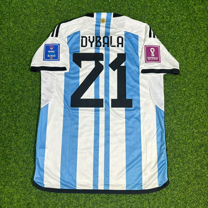 Argentina World Cup 2022 Paulo Dybala #21 Qatar Champion Home Football Jersey
