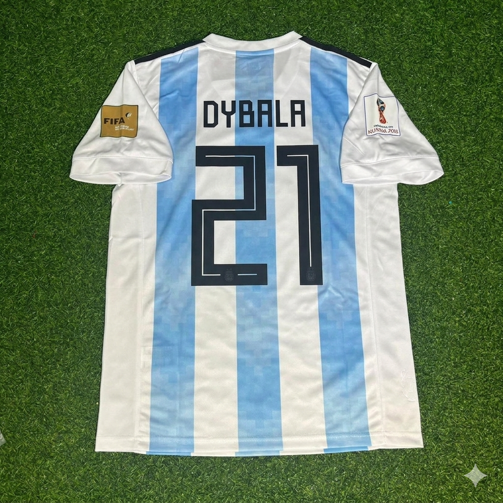 Argentina World Cup 2018 Paulo Dybala #21 Home Retro Football Jersey