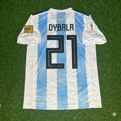 Argentina World Cup 2018 Paulo Dybala #21 Home Retro Football Jersey