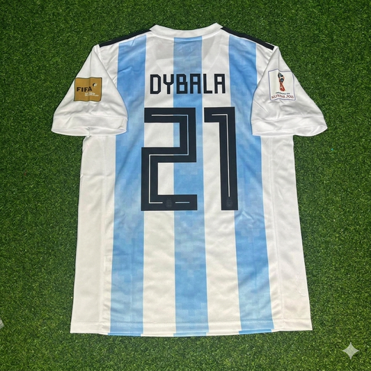 Argentina World Cup 2018 Paulo Dybala #21 Home Retro Football Jersey