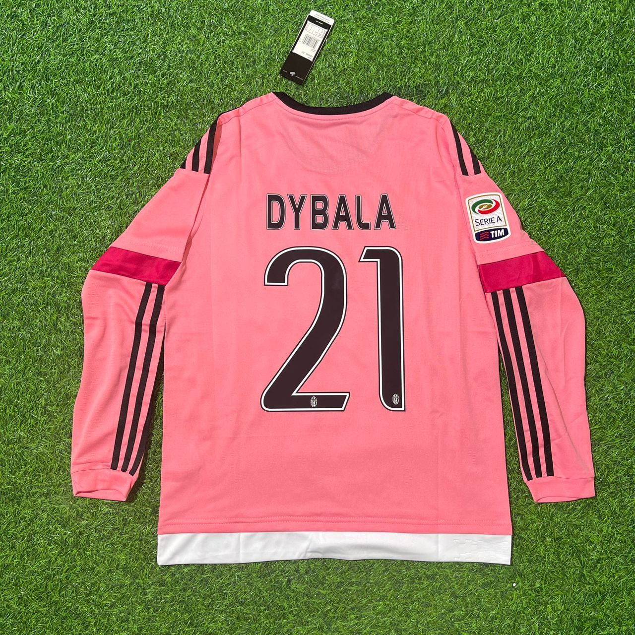 Paulo Dybala Juventus Retro Long Sleeve 2015-2016 Pink Football Jersey