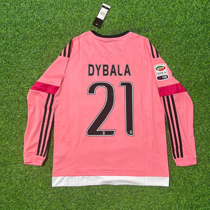 Paulo Dybala Juventus Retro Long Sleeve 2015-2016 Pink Football Jersey