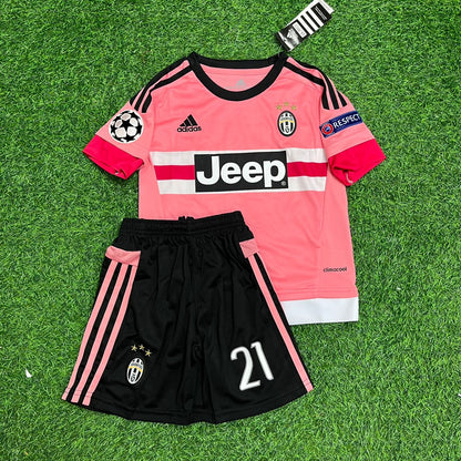 Paulo Dybala Juventus 2015-2016 Retro Pink Kids Football Jersey Collection