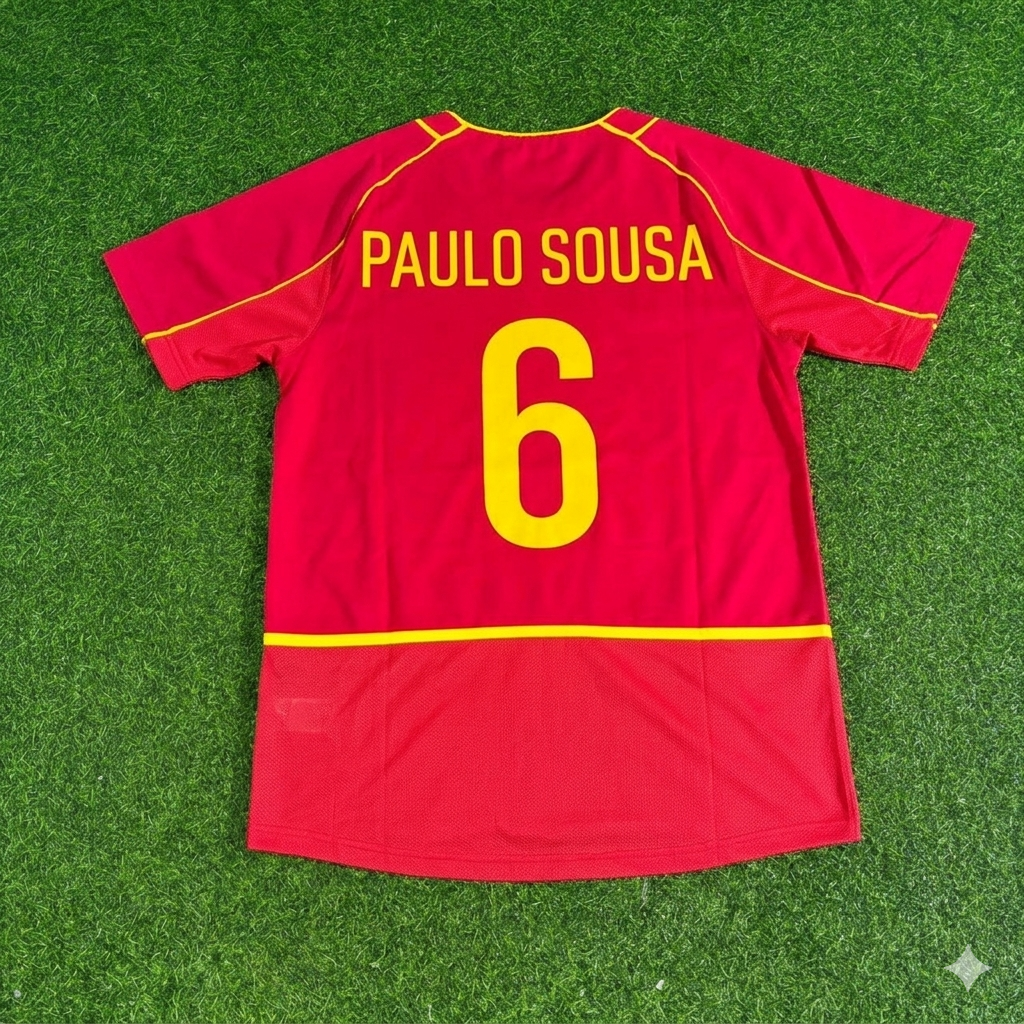 Paulo Sousa #6 Portugal 2002 Retro Home Red Football Jersey Kit