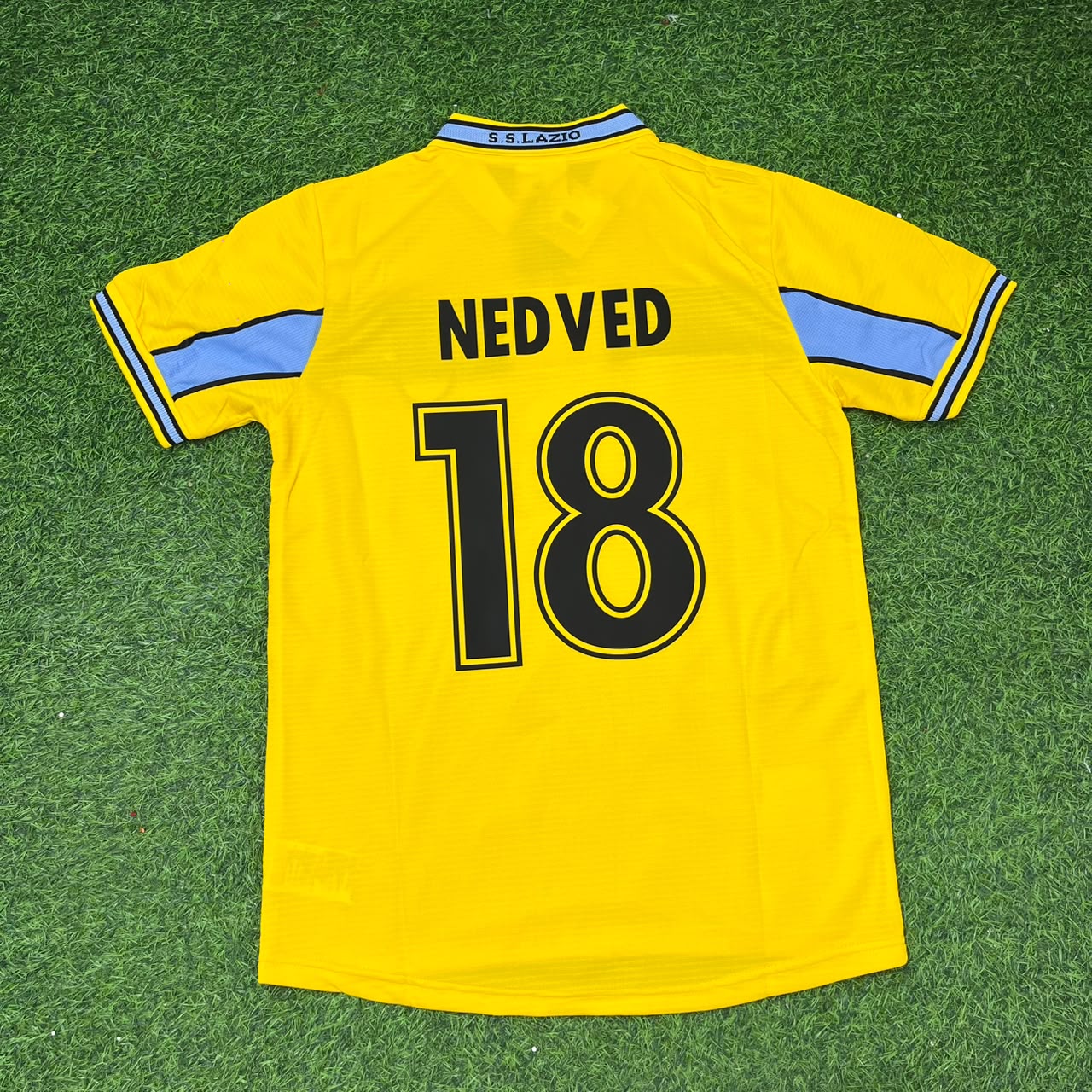Pavel Nedved Lazio 1998-2000 Yellow Retro Football Jersey Kit