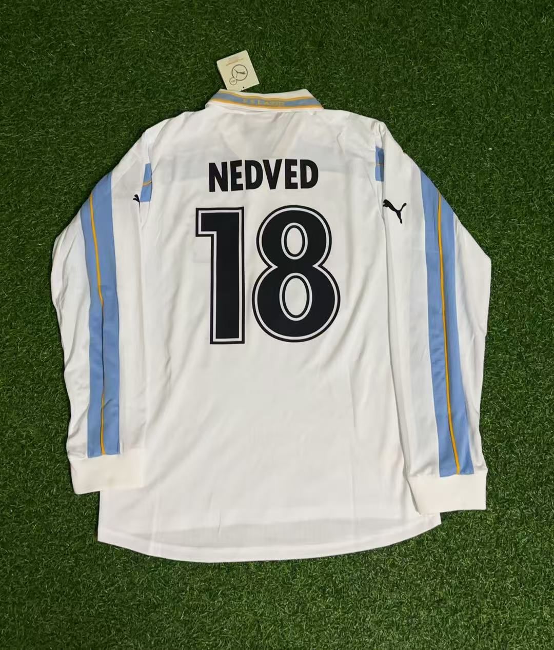 Pavel Nedved Lazio 1999 2000 White Long Sleeve Retro Football Jersey Collection