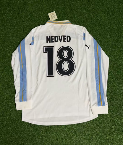 Pavel Nedved Lazio 1999 2000 White Long Sleeve Retro Football Jersey Collection