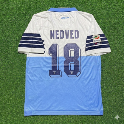Pavel Nedvěd #18 Lazio White Blue Retro Home Football Jersey Kit