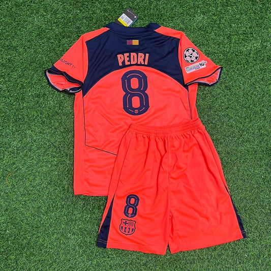 Pedri Barcelona 2026 Orange Kids Football Jersey Kit