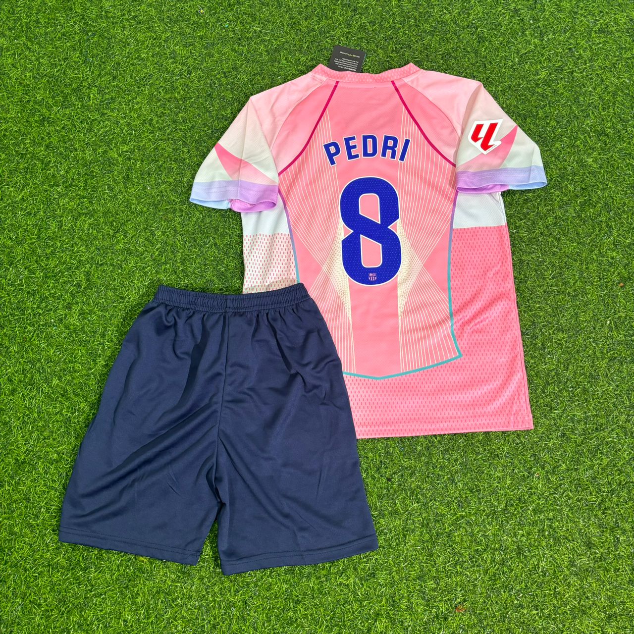 Pedri Barcelona 2026 Pink Kids Football Jersey Kit