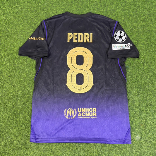 Pedri #8 Barcelona 2027 Champions League Patch Away Football Jersey