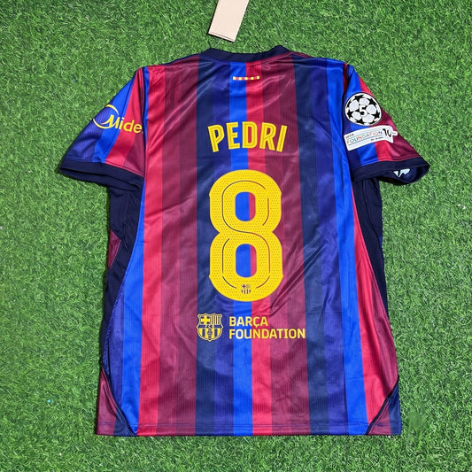 Pedri #8 Barcelona 2027 Champions League Patch Home Football Jersey