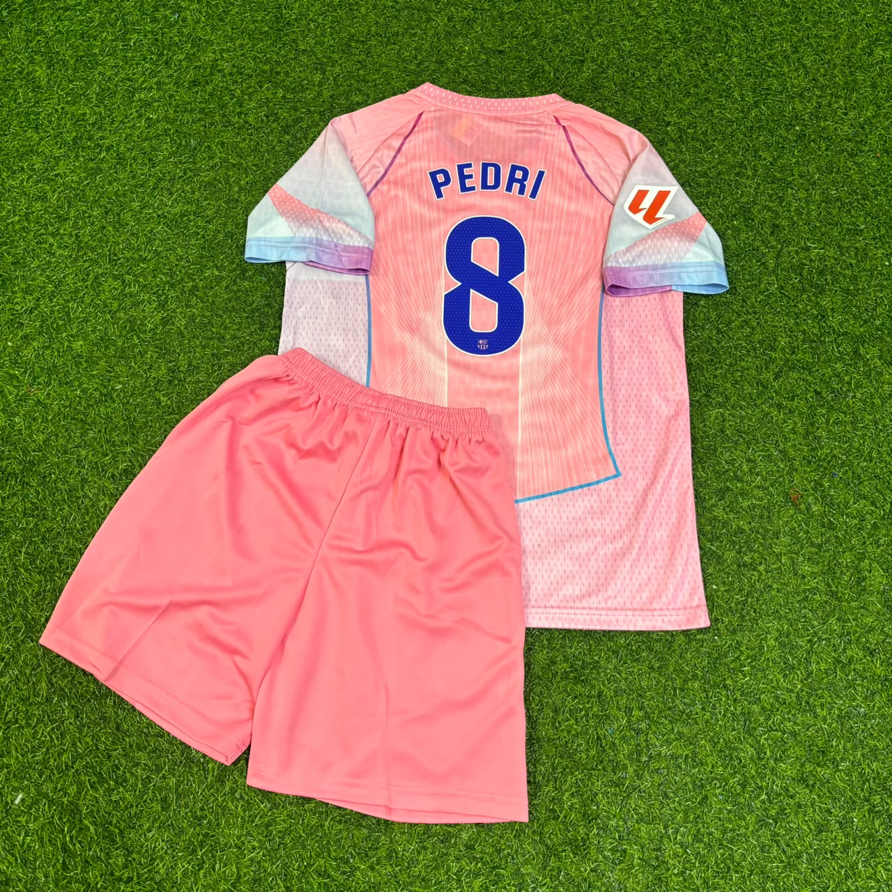 Pedri Barcelona Home Pink 2027 Kids Football Jersey