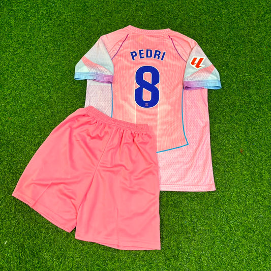 Pedri Barcelona Home Pink 2027 Kids Football Jersey