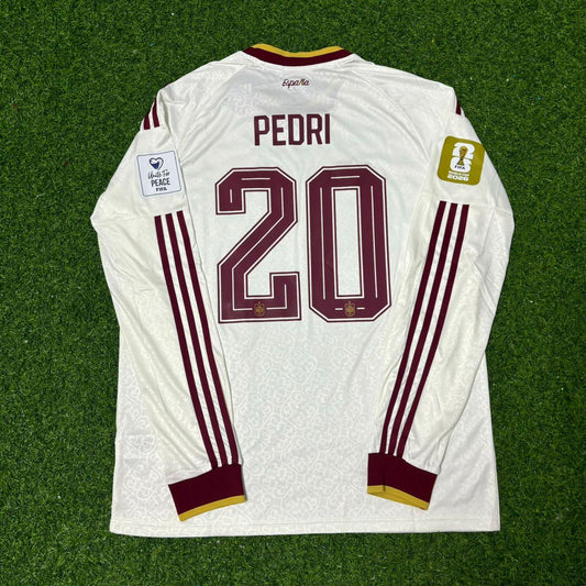 Spain World Cup 2026 Pedri #20 Away Long Sleeve Football Jersey