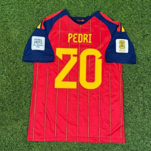 Pedri #20 Spain Two Star 2026 World Cup Champions Home Football Jersey