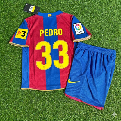 Pedro 33- Barcelona 2007/2008 Retro Kids Football Jersey Kit