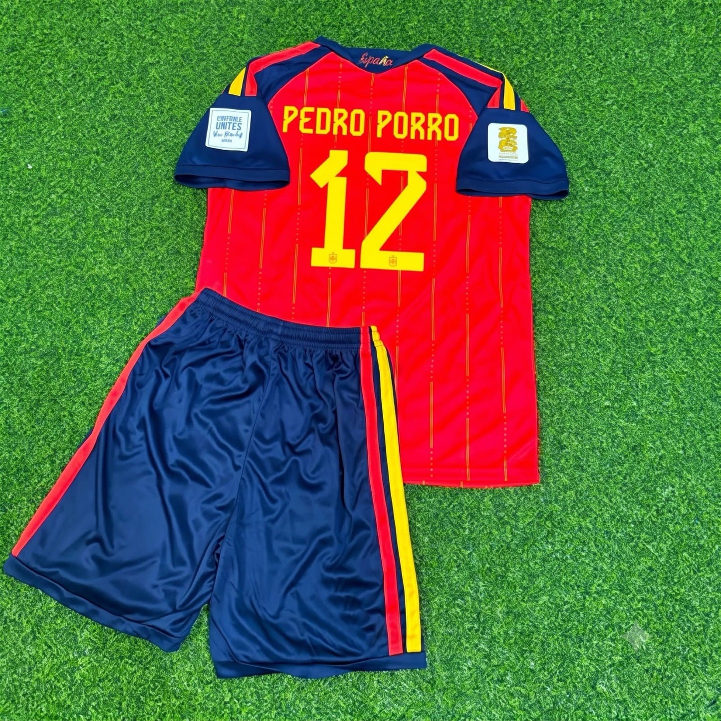 Spain World Cup 2026 Pedro Porro #12 Kids Football Jersey