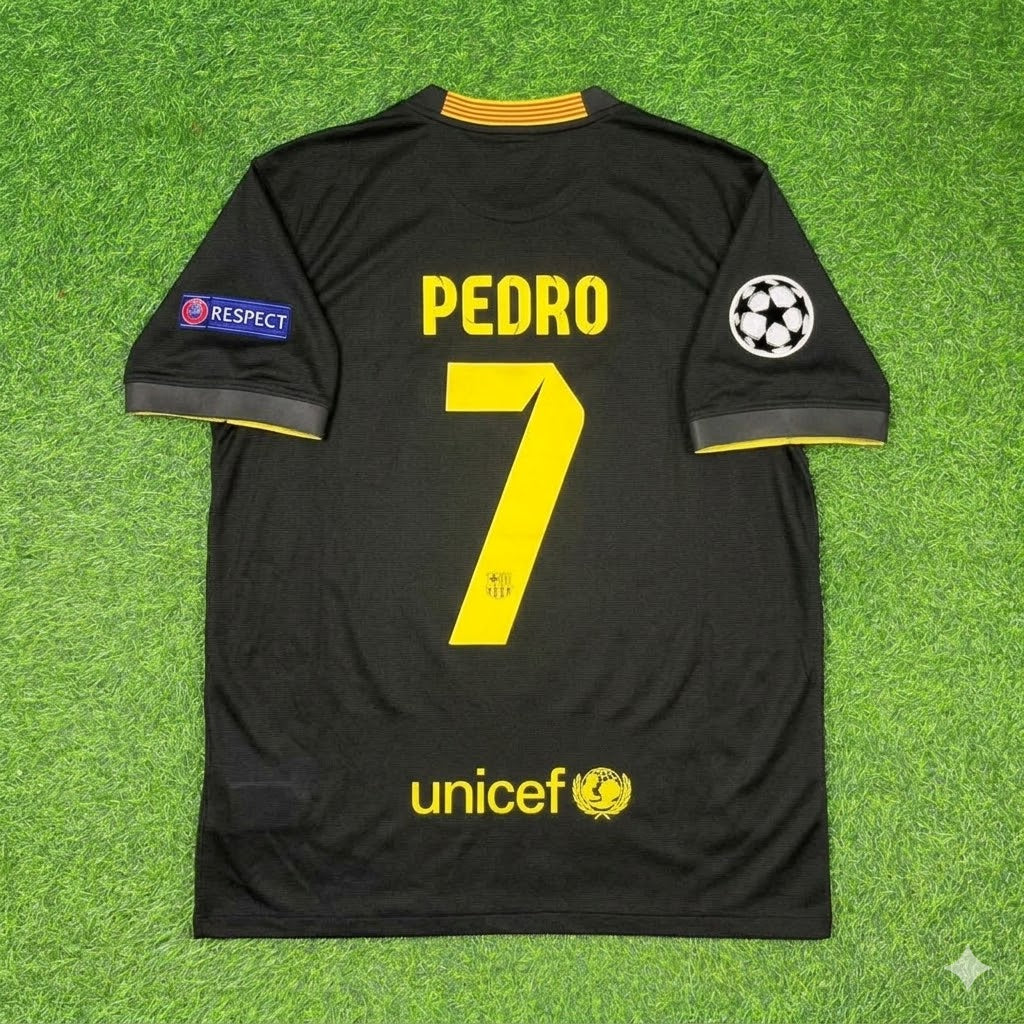 Pedro #7 Barcelona 2013-2014 Black Retro Football Jersey Kit