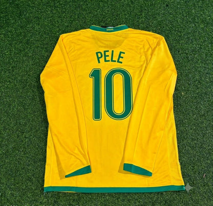 Pele #10 Brazil Long Sleeve Retro Football Jersey Kit