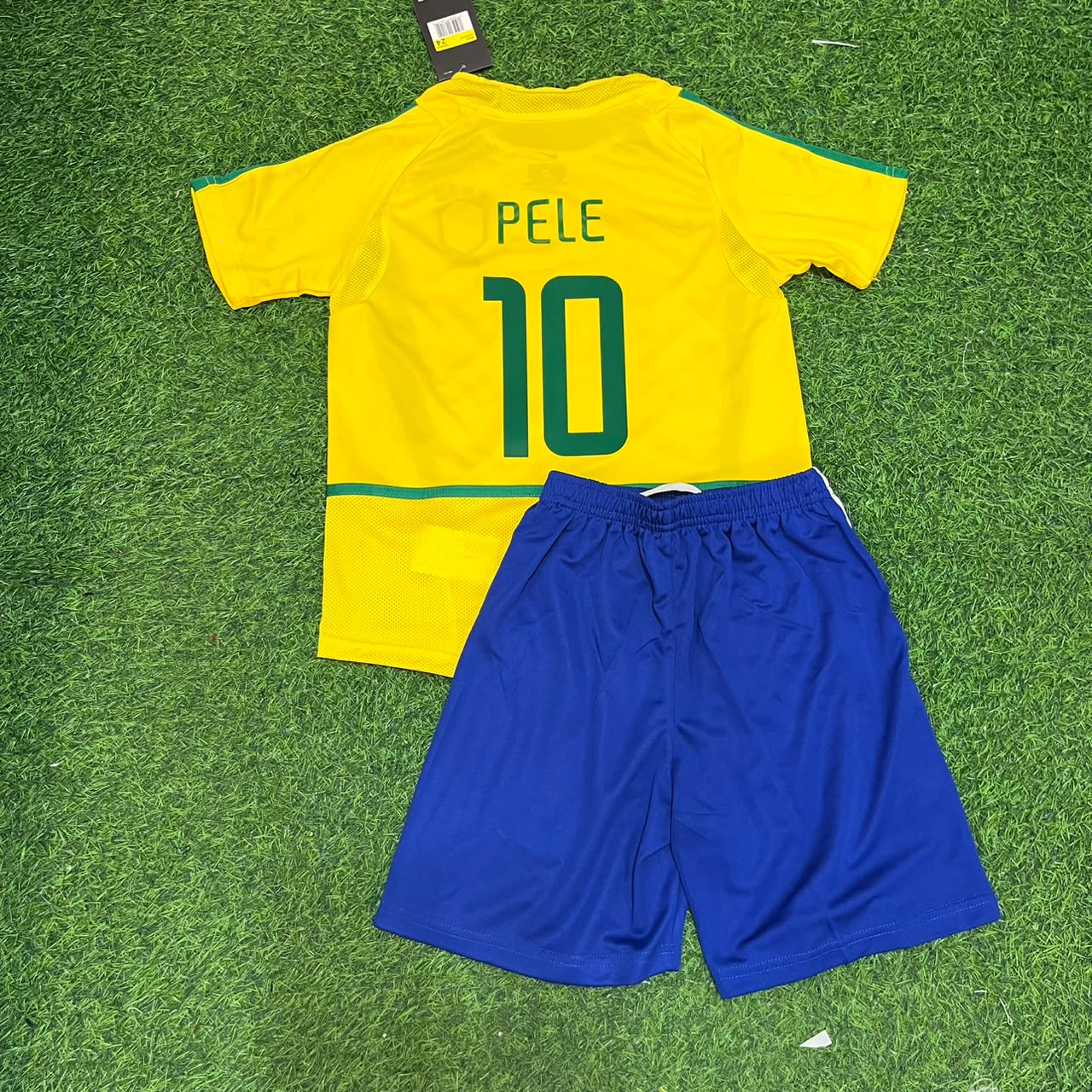 Pele #10 Brazil Retro Kids Soccer Football Jersey Kit Kinder