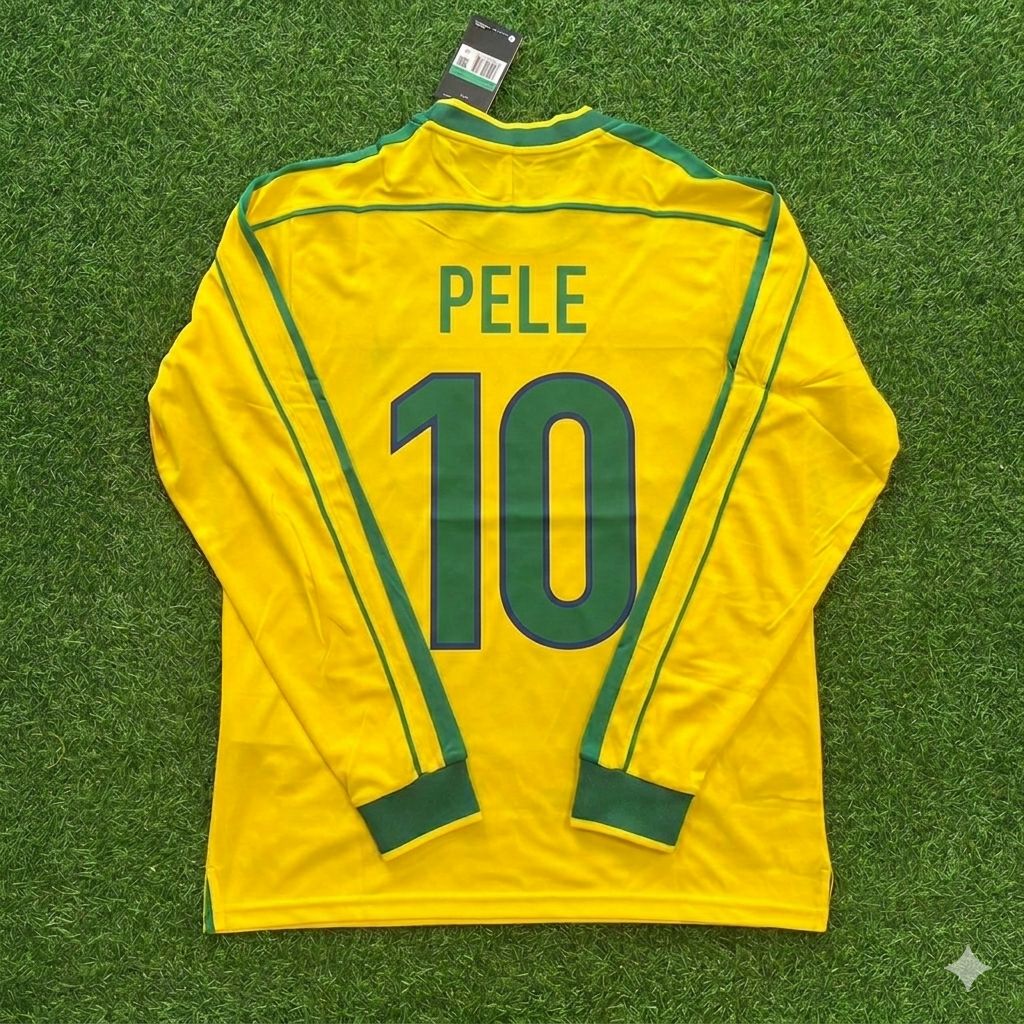 Pelé #10- Brazil Long Sleeve Retro Football Jersey Kit Shirt
