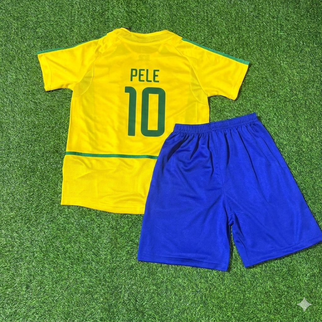 Pelé 10- Brazil Retro Kids Football Jersey Kit