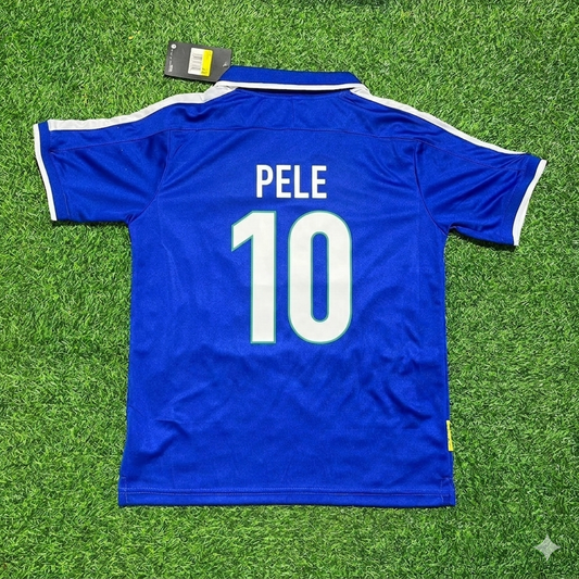 Pele Brazil Blue Retro Football Jersey Kit